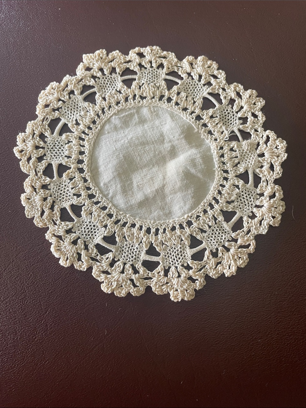 VTG Handmade Crochet Doily - Cream Lace Accent